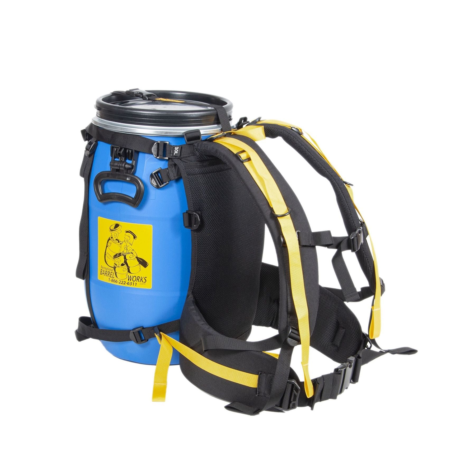 Recreational Barrel Works 30L Blue Barrel and Expedition Harness Package