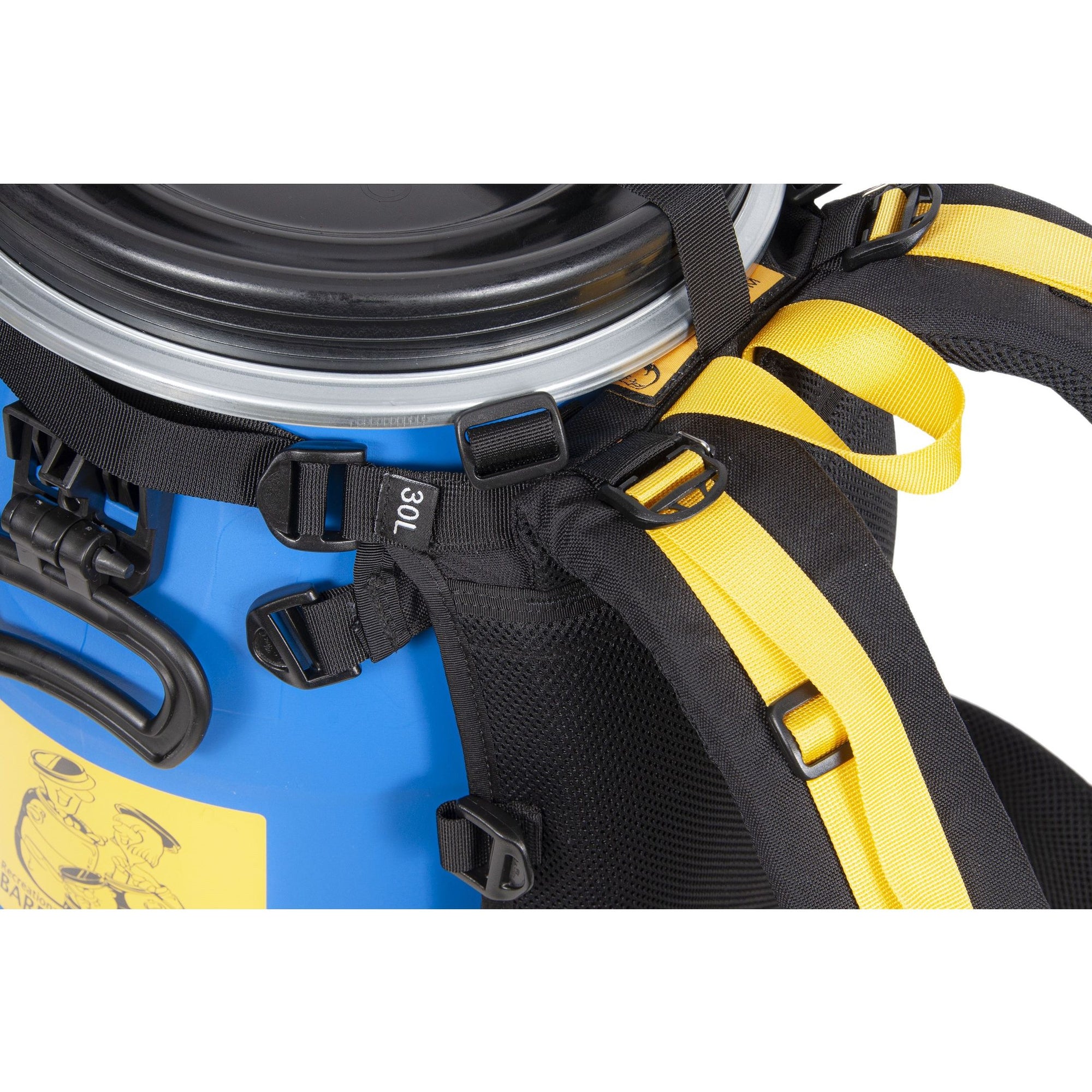 Recreational Barrel Works 30L Blue Barrel and Expedition Harness Package