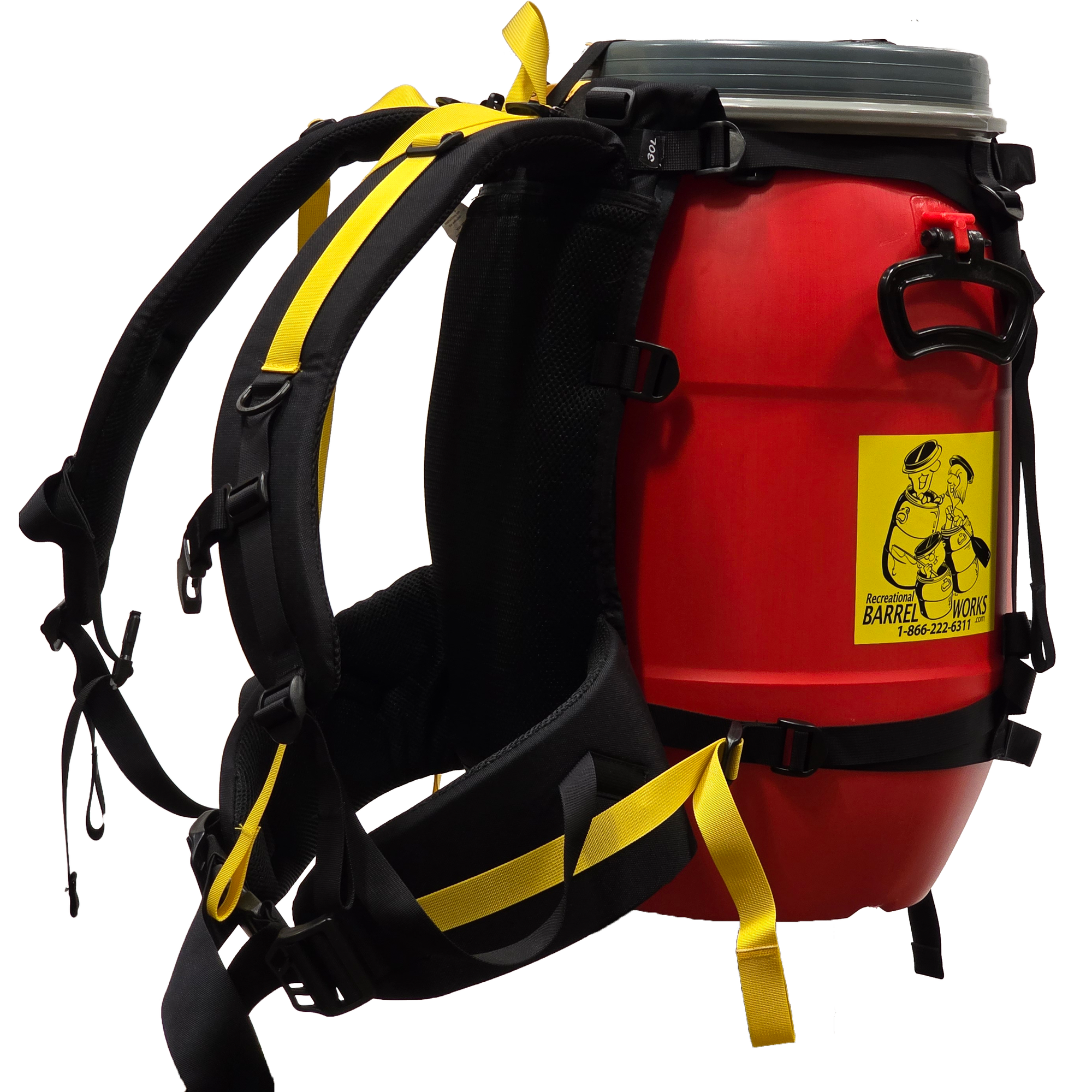 Recreational Barrel Works 30L Red Barrel and Expedition Harness Package