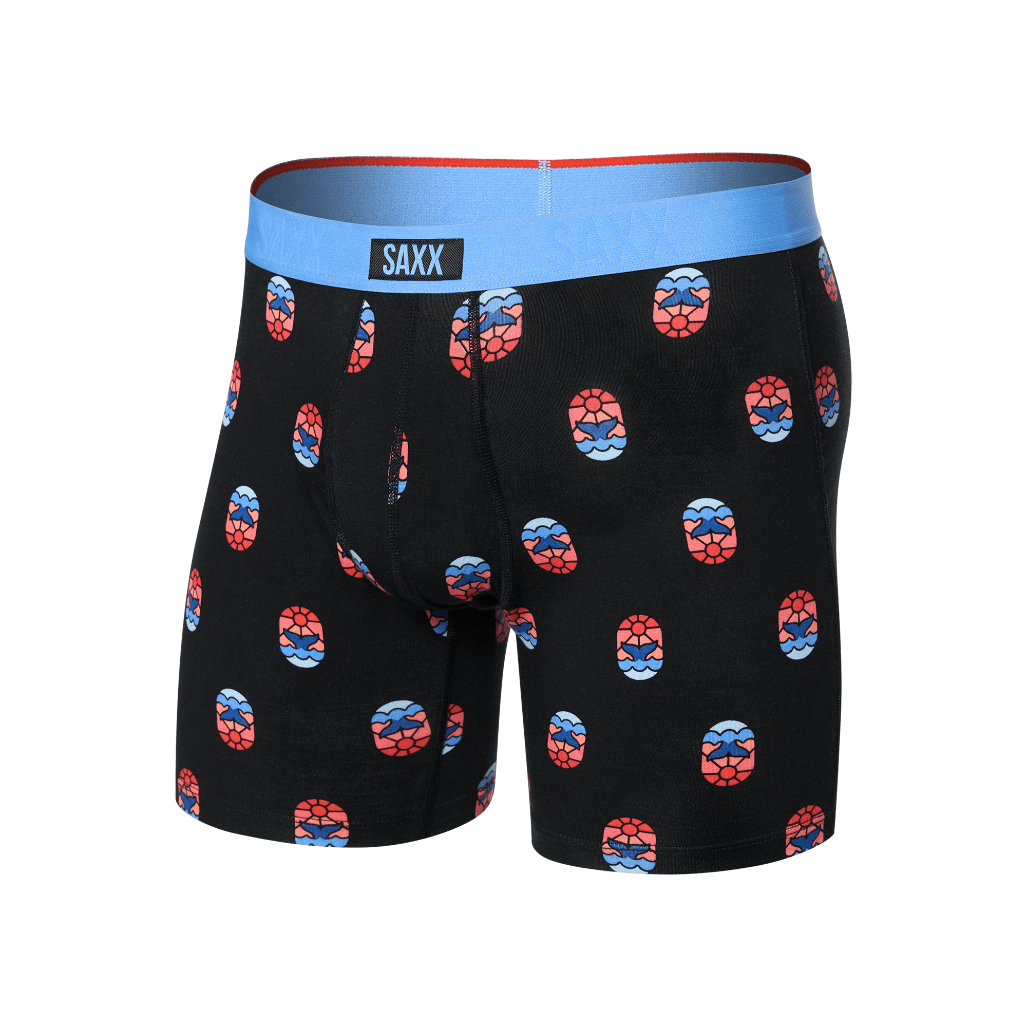 Saxx Vibe Xtra Boxer Brief Fly - Whale Watcher-Black