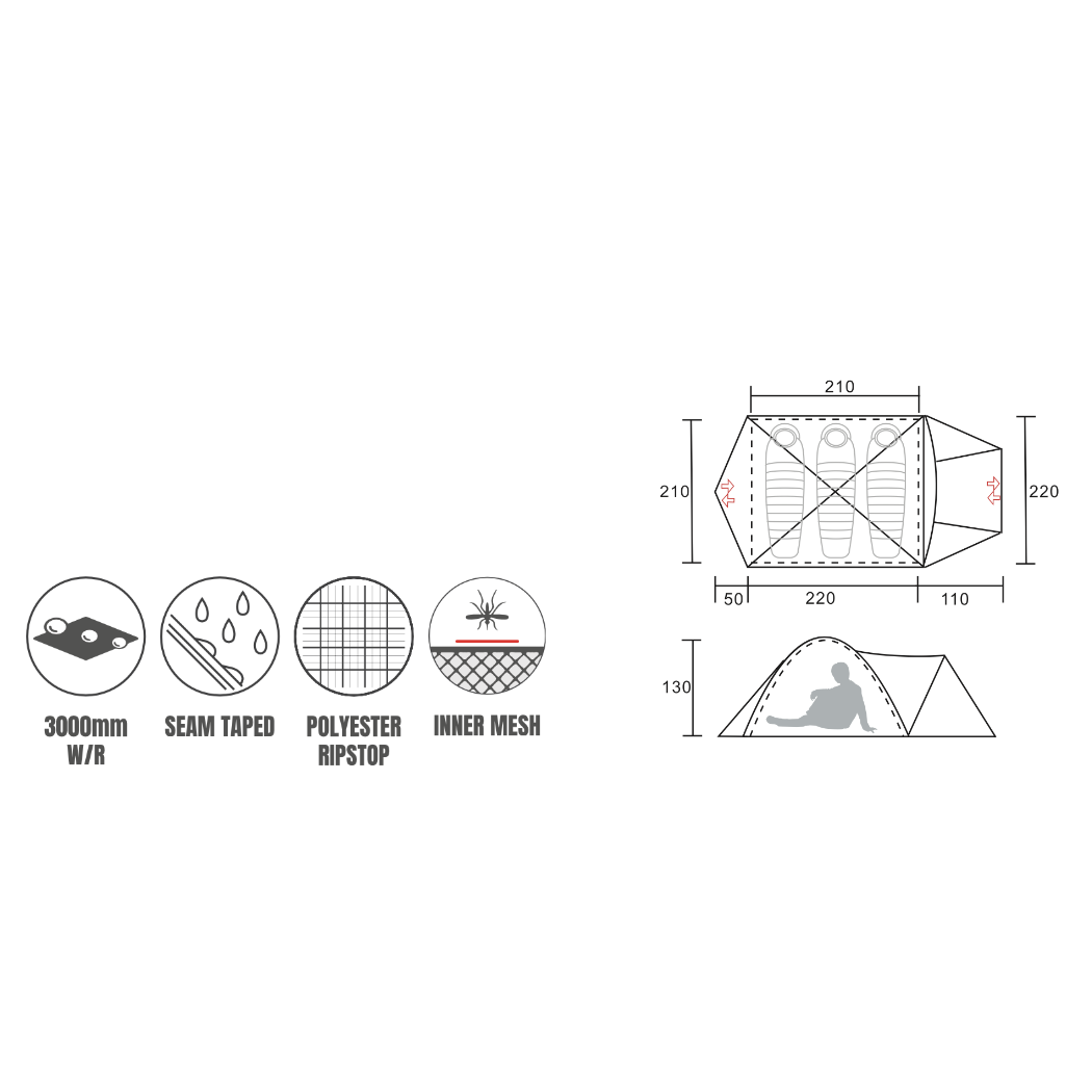 Treqa Ontario Series 3-Person Tent