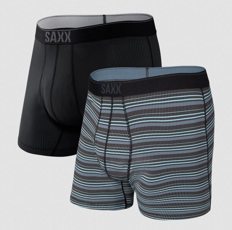 Saxx Quest Quick-Dry Mesh Boxer Brief Fly - 2 Pack - Sunrise Stripe/Black II