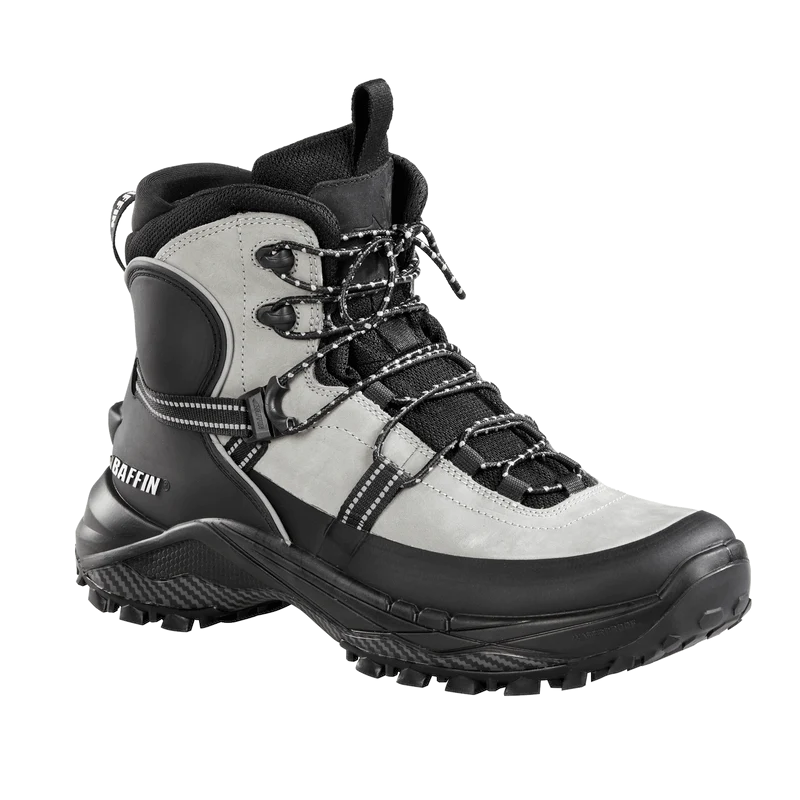 Outdoors Oriented Baffin Bruce Mid men's grey and black waterproof hiking boot with rugged IceBite traction sole
