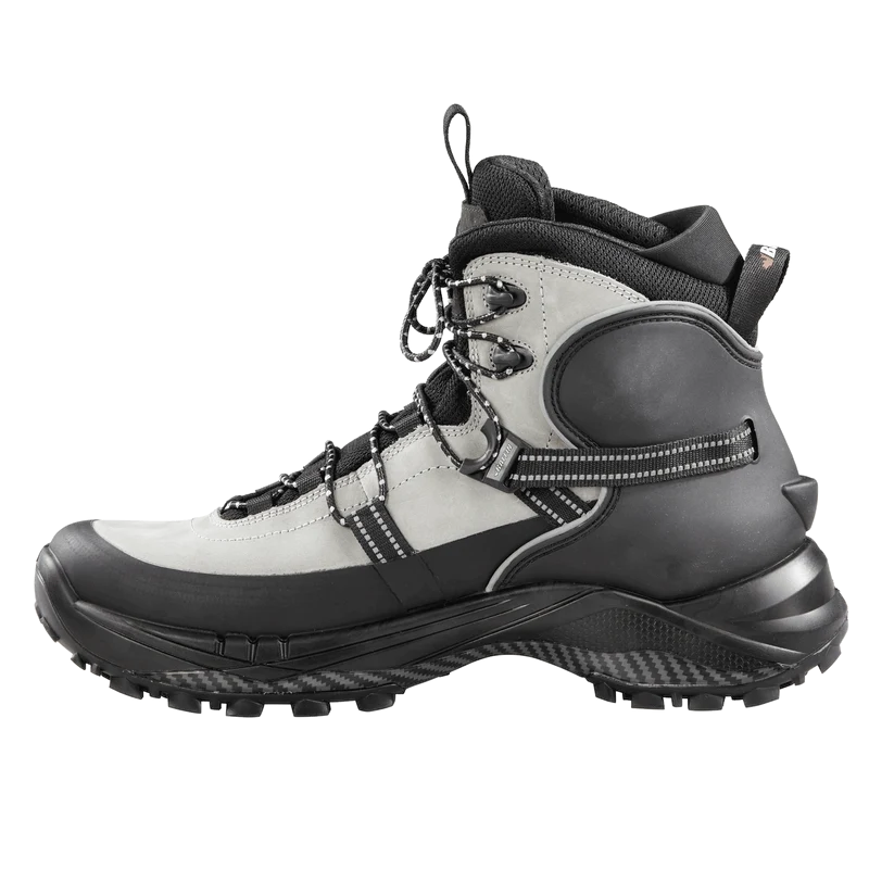 Outdoors Oriented Baffin Bruce Mid men's hiking boot in grey and black with rugged IceBite traction and lace system