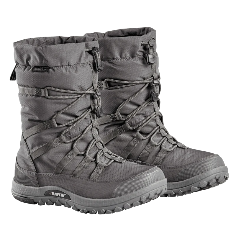 Outdoors Oriented Baffin Escalate X men's grey waterproof winter boots with lace-up toggle and durable rubber sole