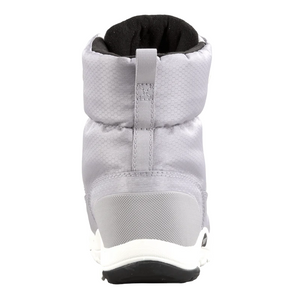 Outdoors Oriented Baffin Mist women's grey winter boot, back view showing the flexible nylon shell and pull loop