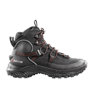 Outdoors Oriented Baffin Eden Mid women's black hiking boot with IceBite traction and speed-lace system