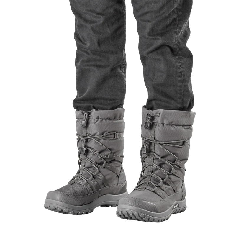 Outdoors Oriented Baffin Escalate X men's grey waterproof winter boots with front lace toggle and nylon shell