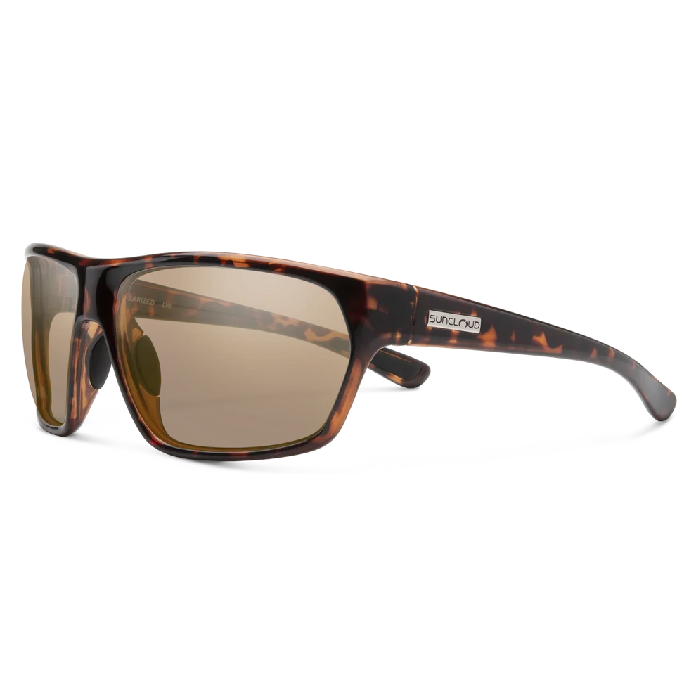 Outdoors Oriented Suncloud Boone polarized sunglasses with a tortoise shell frame and brown lenses in a large fit.