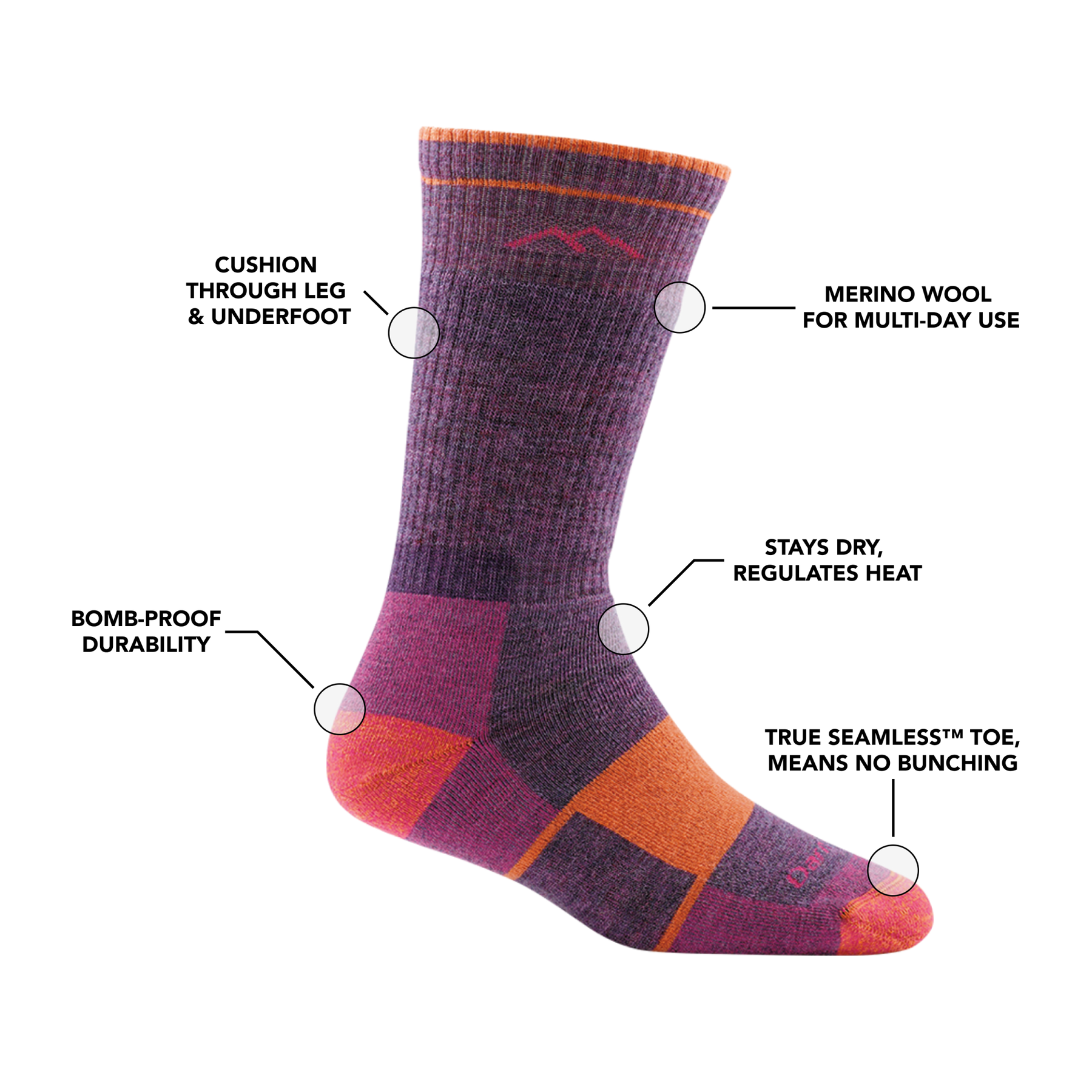 Darn Tough 1908 Hiker Boot Sock Midweight Full Cushion - Women's