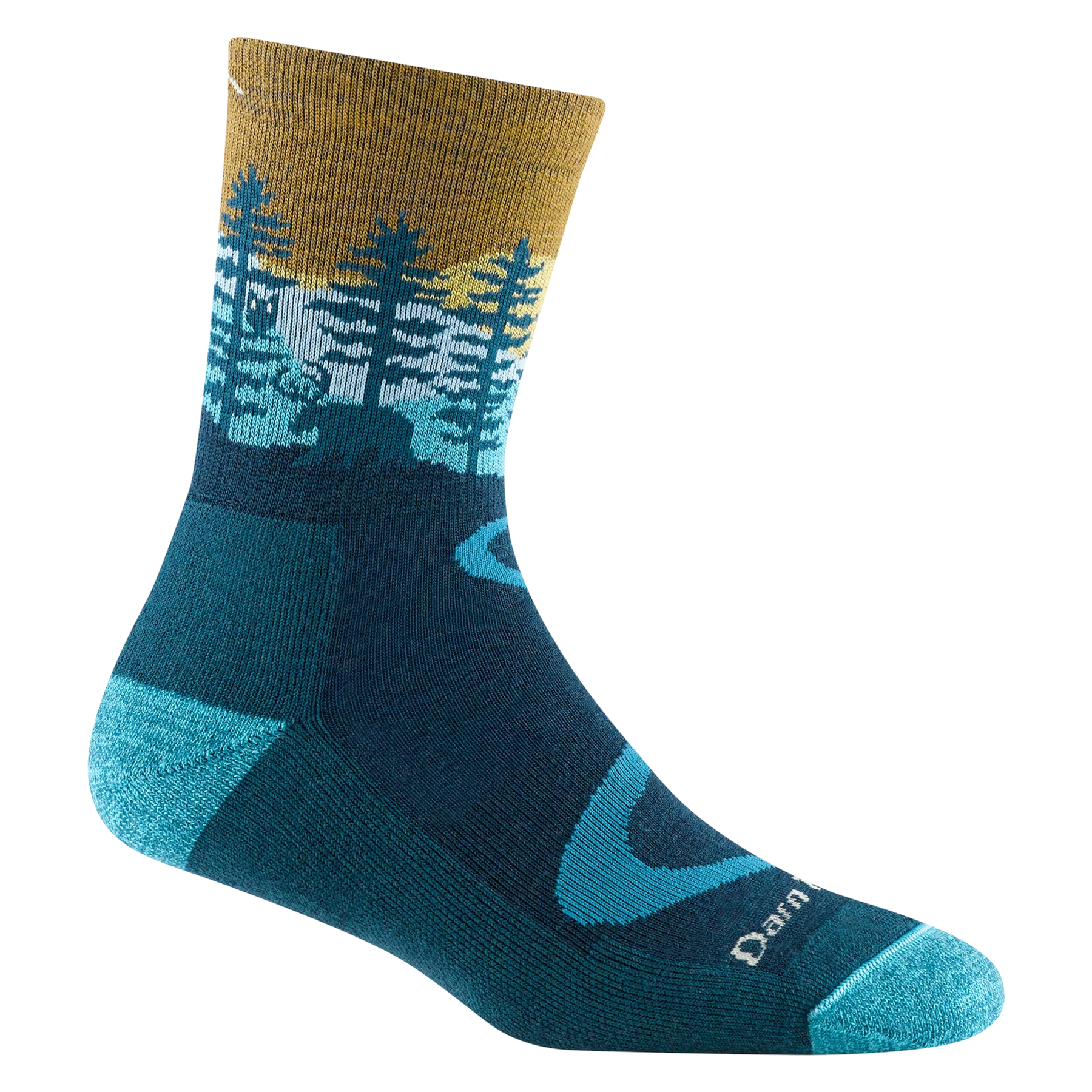 Outdoors Oriented Darn Tough Northwoods women's midweight merino wool hiking sock with forest landscape pattern