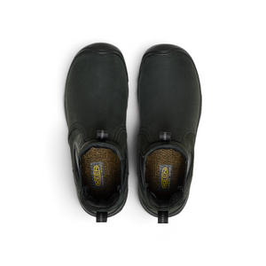 Outdoors Oriented KEEN Greta Chelsea II WP women's waterproof black leather boots, top-down view.