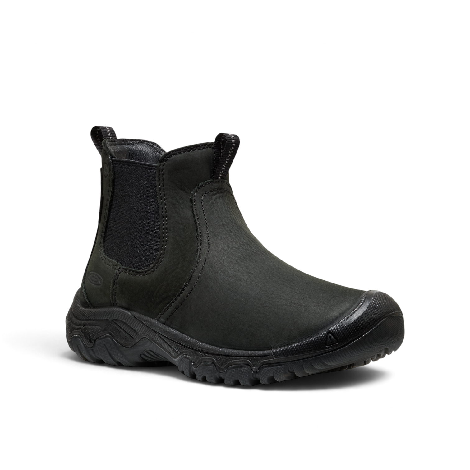 Outdoors Oriented KEEN Greta Chelsea II WP women's waterproof black leather ankle boot with elastic side panels