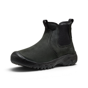 Outdoors Oriented KEEN Greta Chelsea II WP women's waterproof black leather ankle boot with elastic side panels