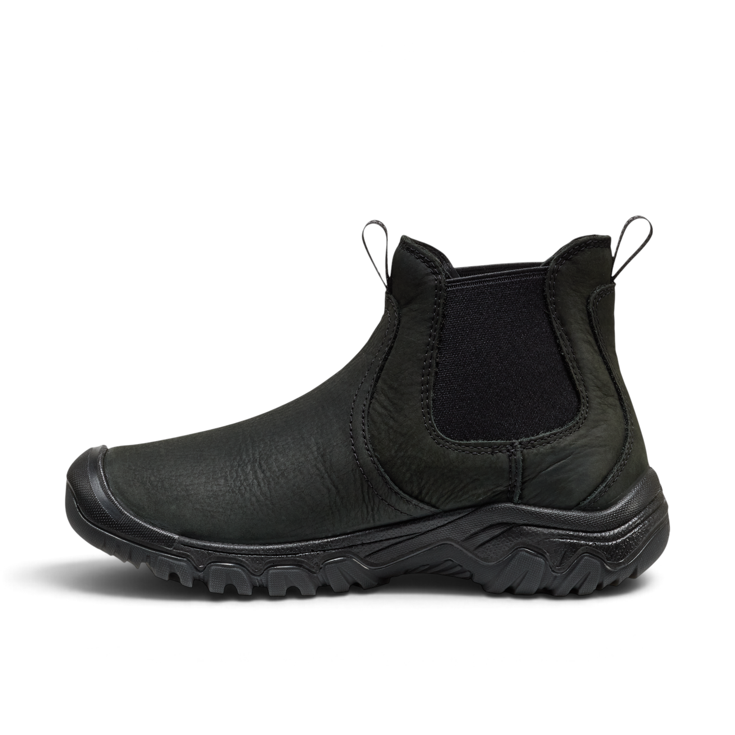 Outdoors Oriented KEEN Greta Chelsea II WP women's waterproof black leather boot with elastic side panels