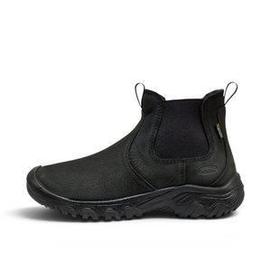 Outdoors Oriented KEEN Greta Chelsea II WP women's waterproof black leather ankle boot with side elastic panels