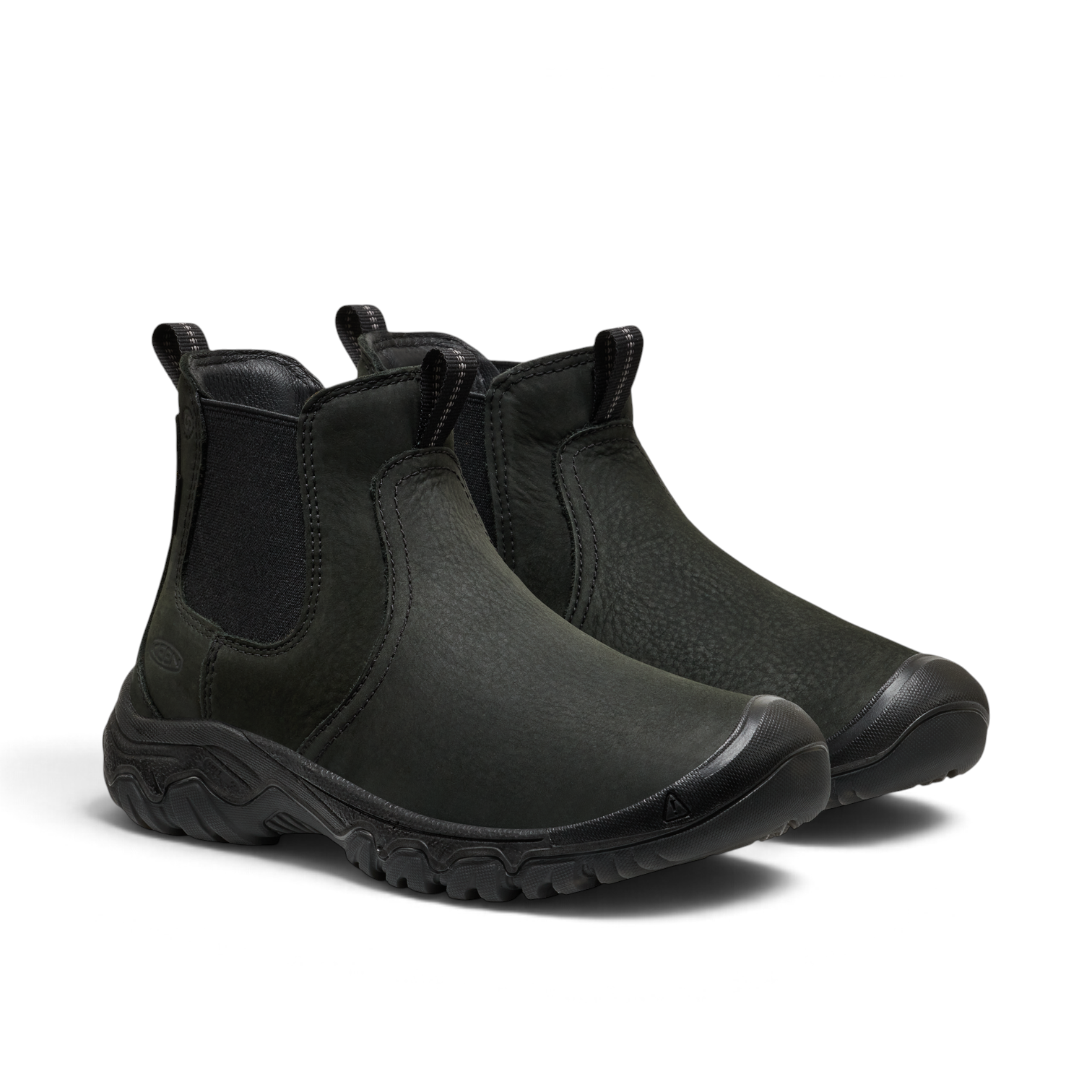 Outdoors Oriented KEEN Greta Chelsea II WP women's waterproof black leather boots with elastic side panels
