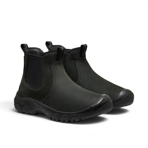 Outdoors Oriented KEEN Greta Chelsea II WP women's waterproof black leather boots with elastic side panels
