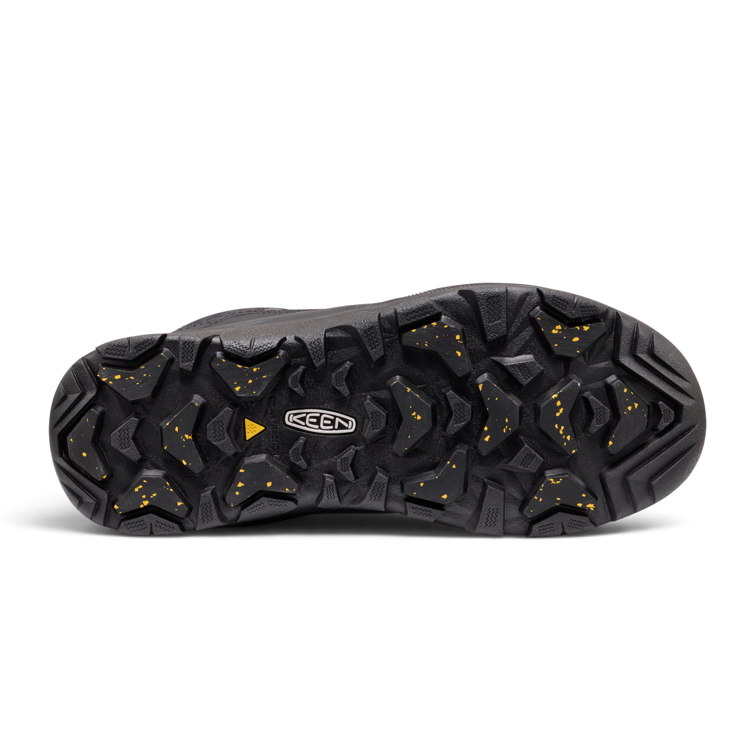 Outdoors Oriented KEEN Revel IV EXP CF Polar men's winter boot black rubber outsole with yellow traction lugs