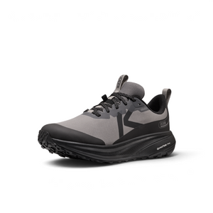 Outdoors Oriented Keen Roam WP men's grey and black waterproof trail running shoe with QuantumFoam cushioning.