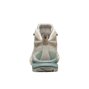 Back view of the beige and sage green Keen Targhee Apex Mid WP women's hiking boot from Outdoors Oriented