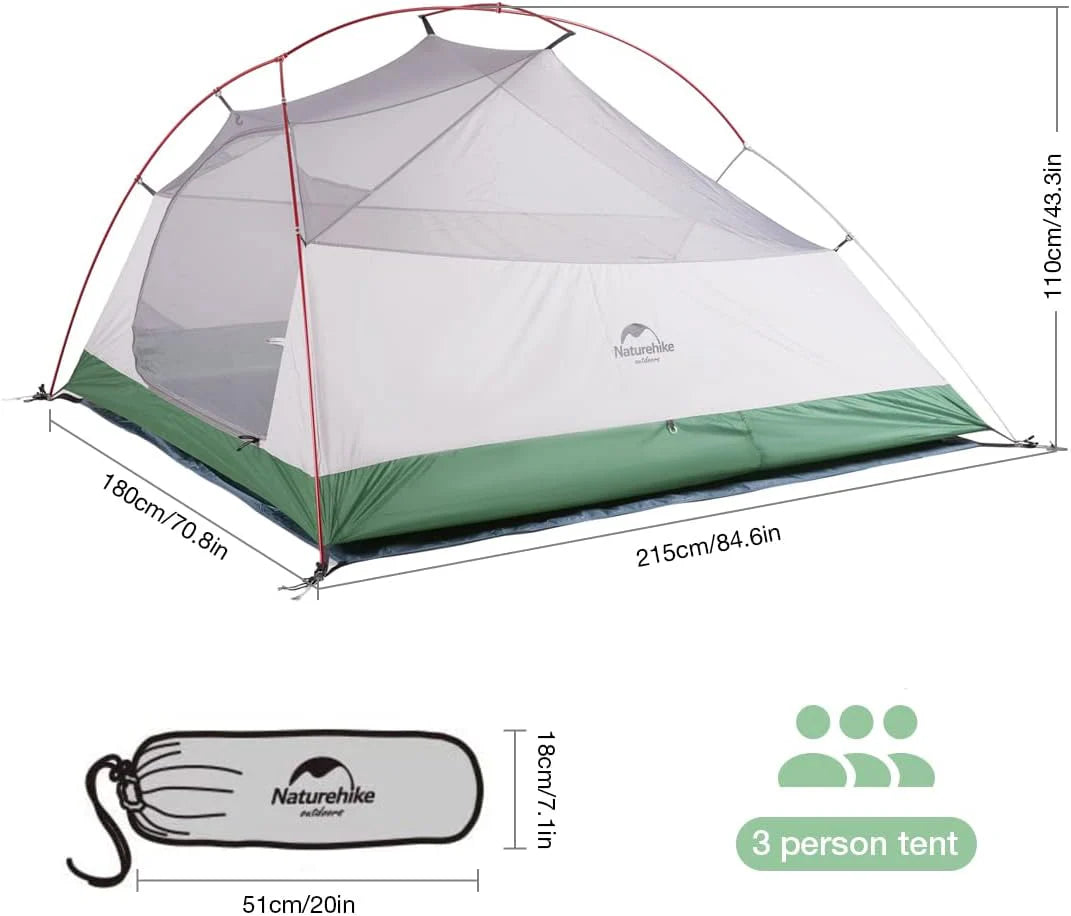 Naturehike Cloud Up 3 w/footprint - Scratch & Dent - Final Clearance