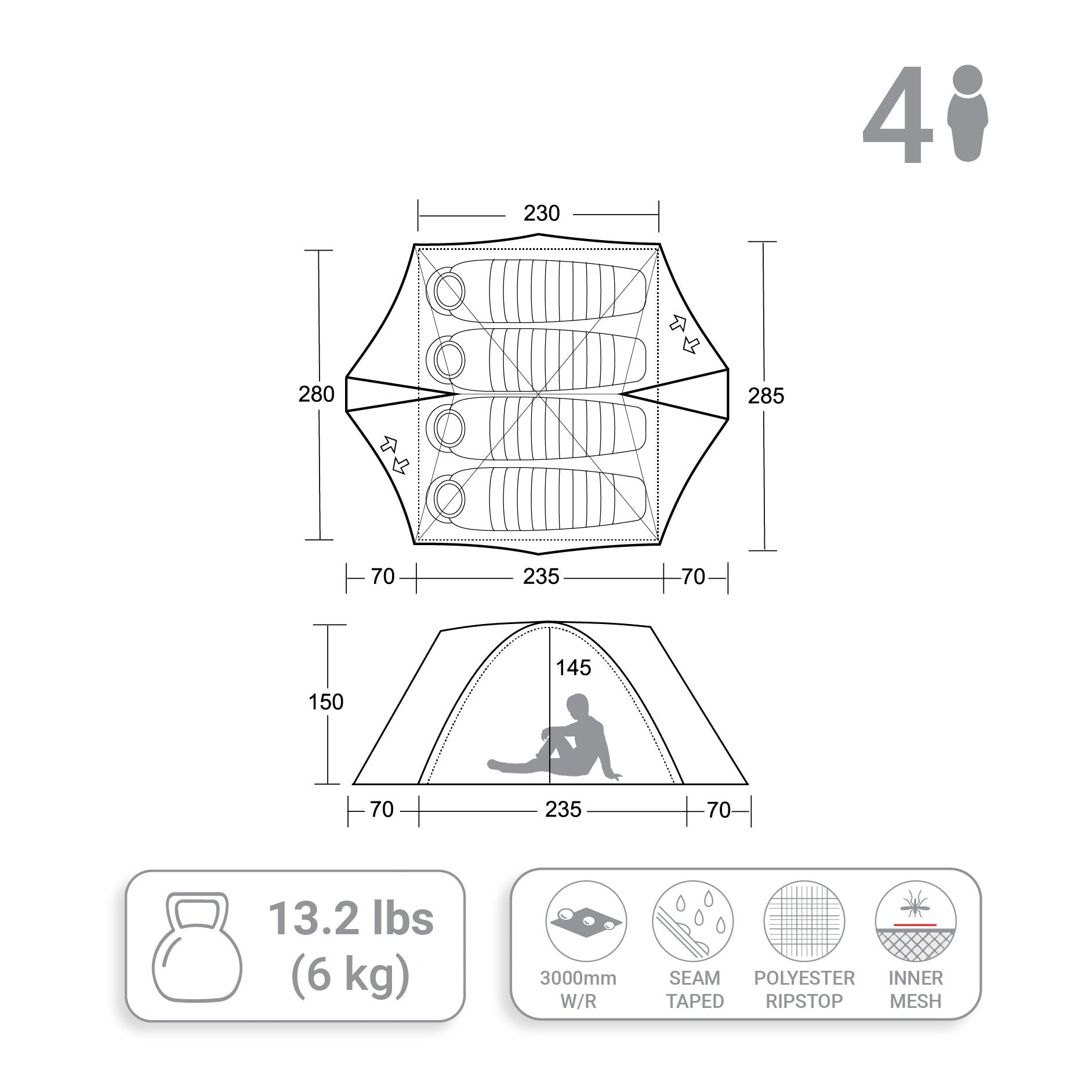 Treqa Outfitter Series 4-Person Tent