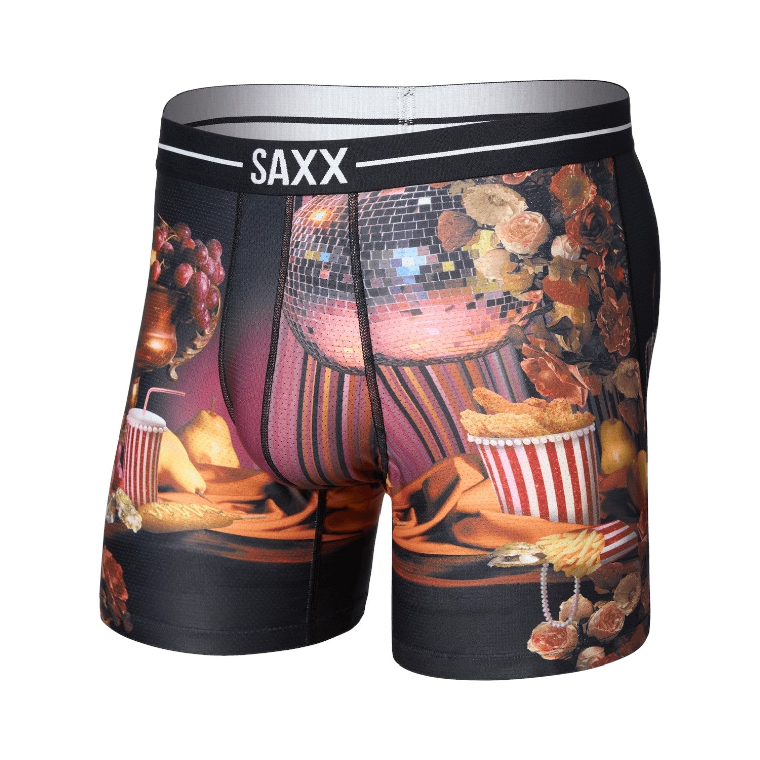 Saxx Volt Breathable Mesh Boxer Brief - Disco Fries-Maroon