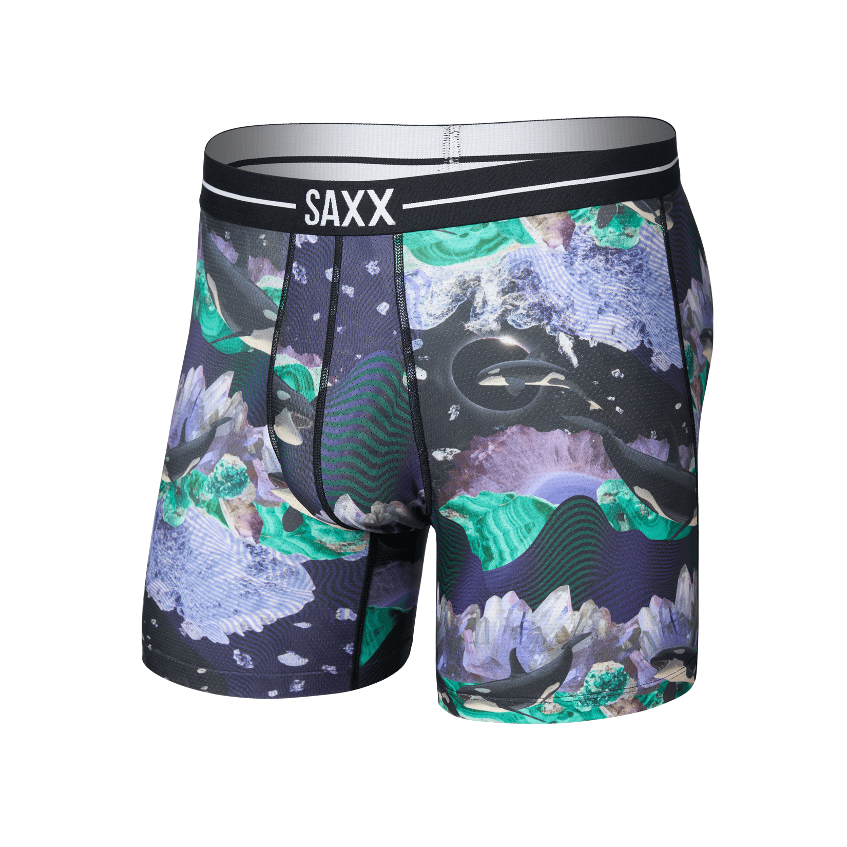 Saxx Volt Breathable Mesh Boxer Brief - Midnight Sun-Black