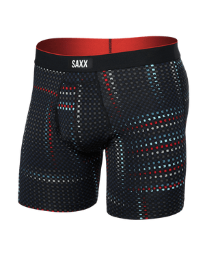 Saxx Multi-Sport Mesh Boxer Brief with Fly - Optic Grid-Black