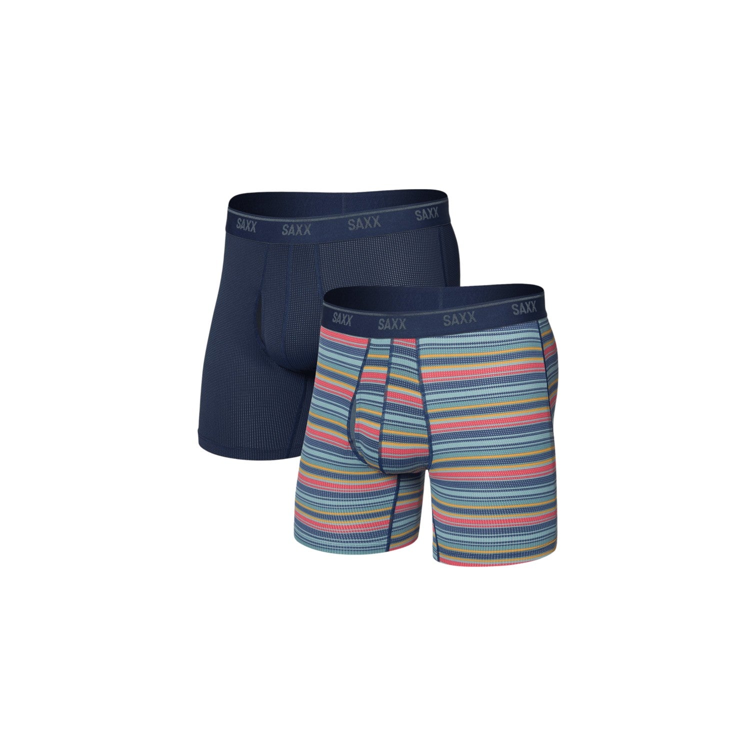 Saxx Quest Quick-Dry Mesh Boxer Brief Fly 2-Pack - Harvest Stripe/Maritime
