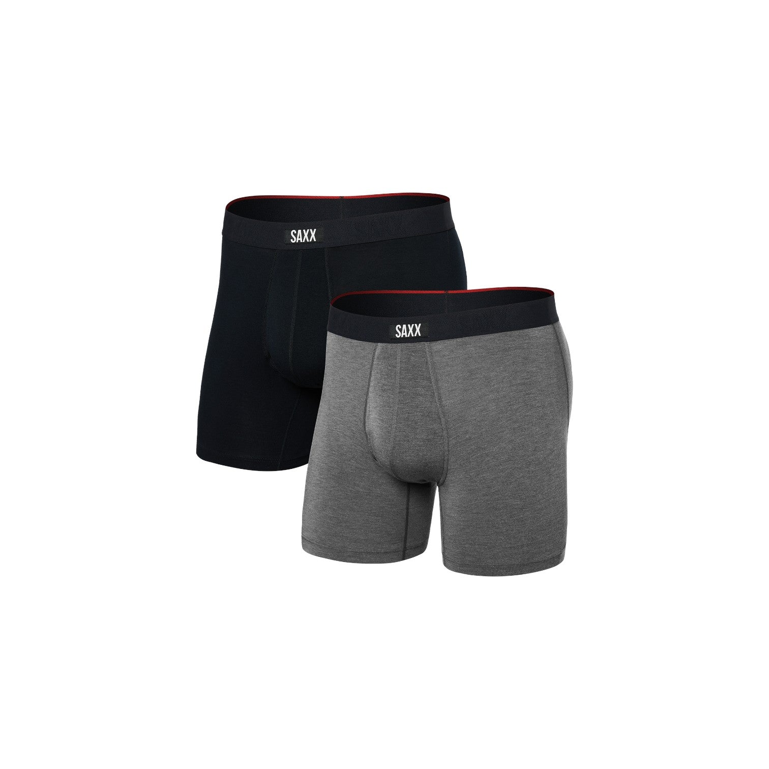 Saxx Vibe Xtra Boxer Brief Fly 2-Pack - Black/Dark Grey Heather