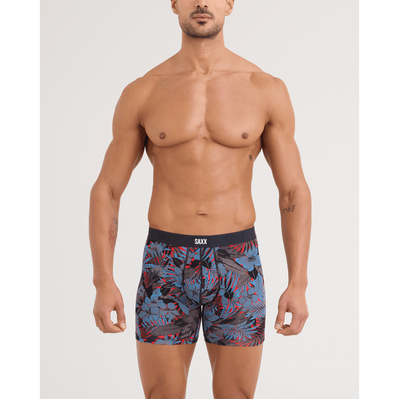 Saxx Vibe Xtra Soft Comfort Boxer Brief Fly - Night Garden-Red Hot