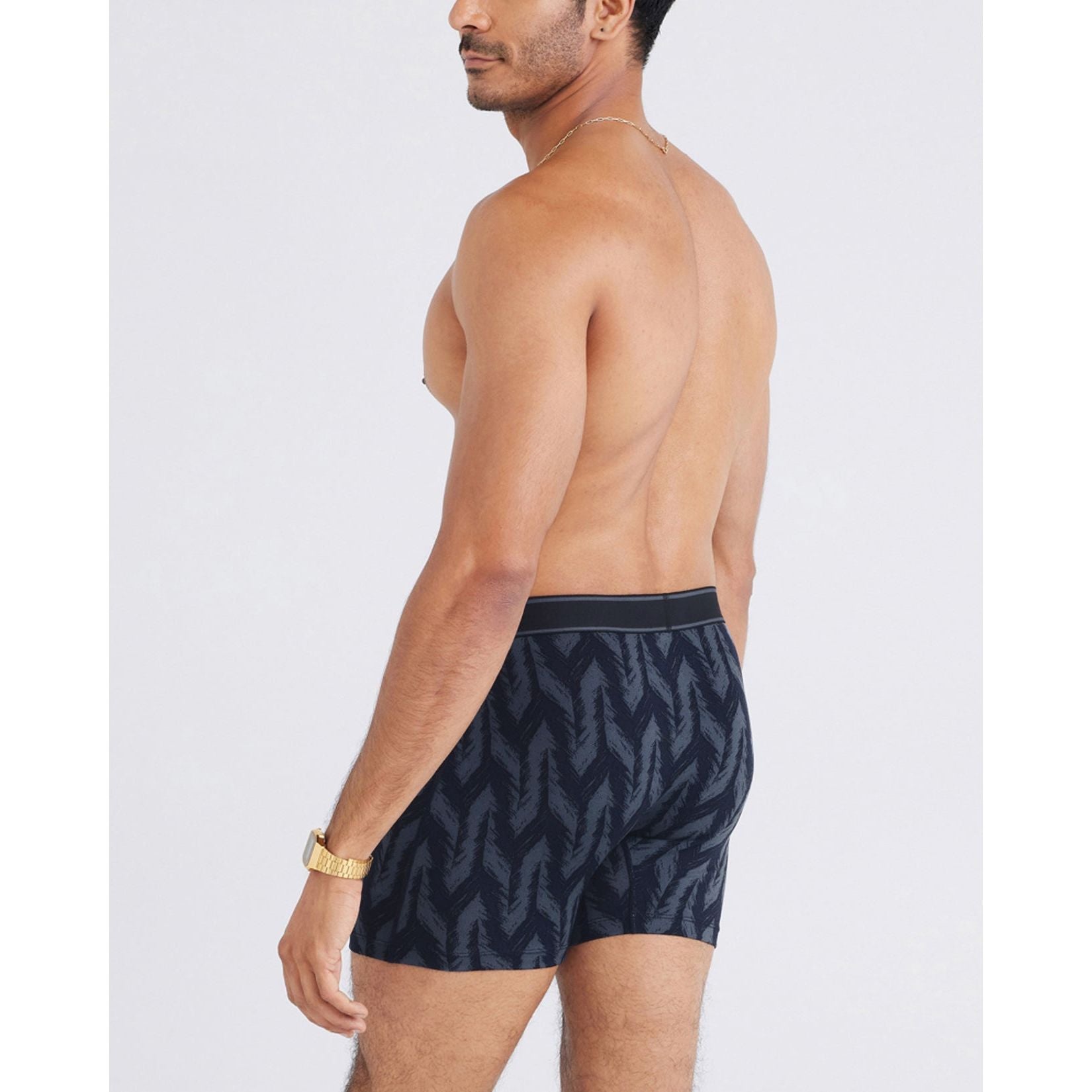 Saxx Daytripper Boxer Brief Fly - Ikat Chevron-Deep Navy