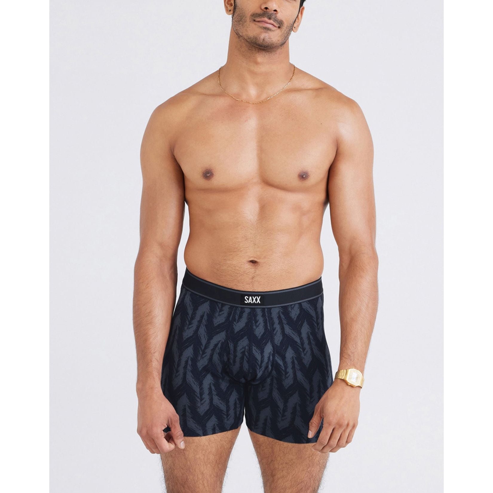 Saxx Daytripper Boxer Brief Fly - Ikat Chevron-Deep Navy