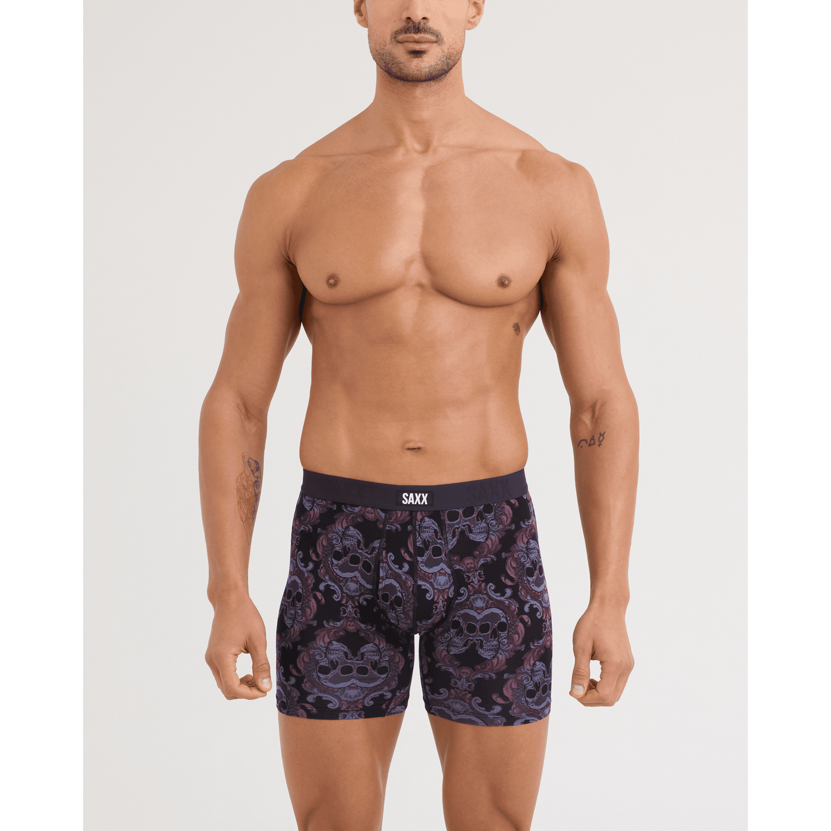 Saxx Vibe Xtra Soft Comfort Boxer Brief Fly - Skull Brocade-Black