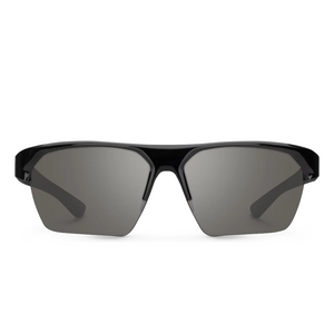 Outdoors Oriented Suncloud Rival polarized sunglasses with a black semi-rimless frame and grey lenses.