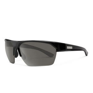 Outdoors Oriented Suncloud Rival polarized sunglasses with a black semi-rimless frame and grey lenses
