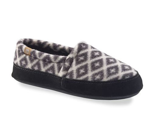 Acorn Moc Slippers Black/Cream Southwest - Women's