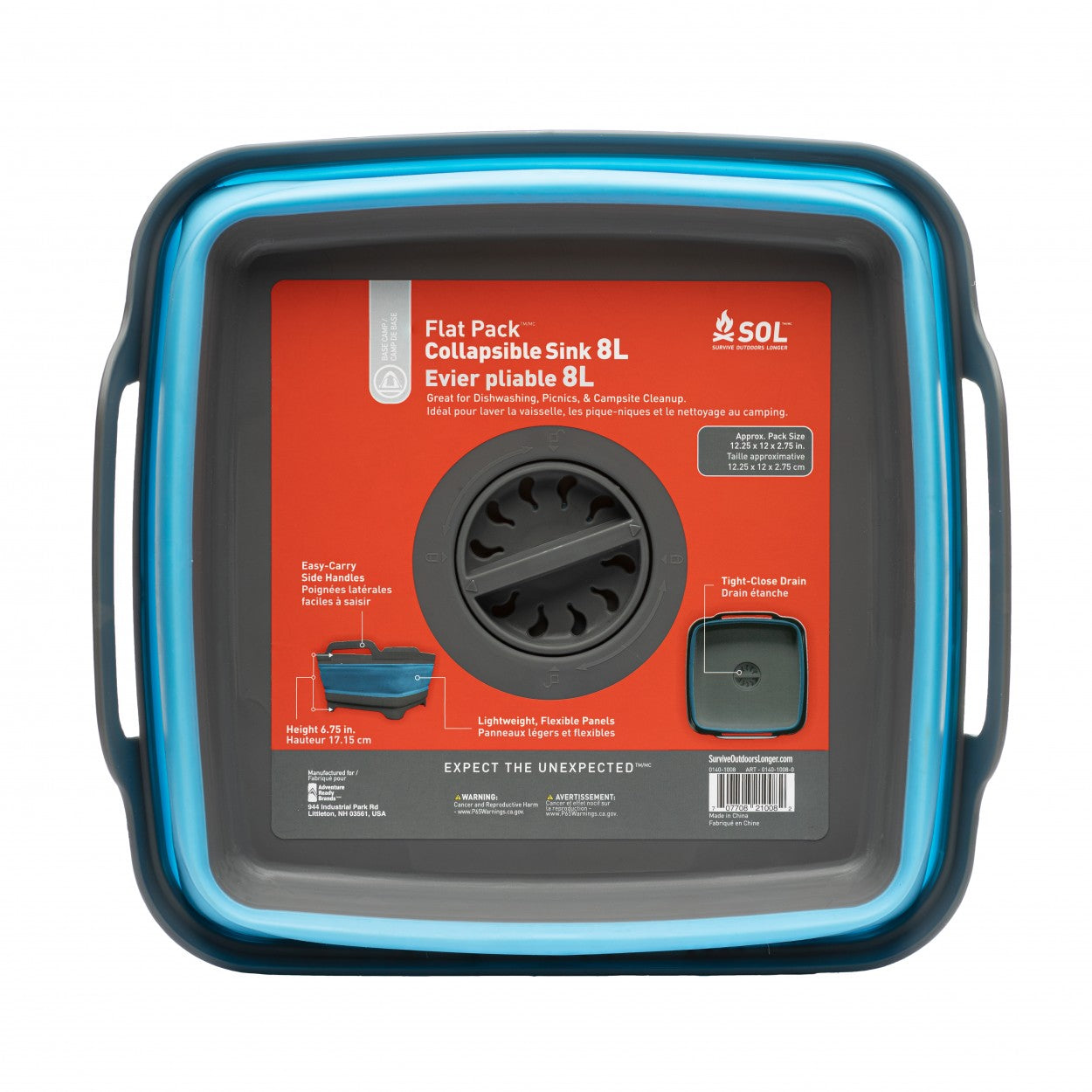 SOL Flat Pack Collapsible Sink 8L